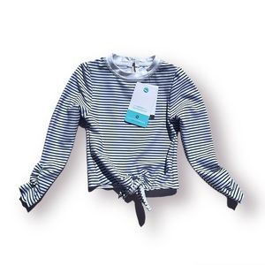 NWT Snapper Rock UPF 50+ Rashguard 3-6M Navy White Stripe Long Sleeve Swim Top
